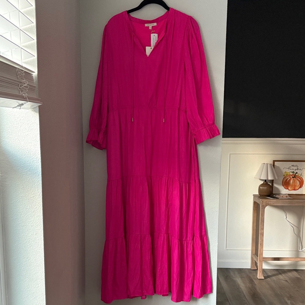 Skies Are Blue Fuchsia Long Sleeve Dress